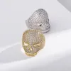 Iced Out Skull Ring Mens Silver Gold Ring عالي الجودة الكاملة من الهيب هوب حلقات المجوهرات