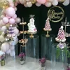 3pcs Romantic Fashion Wedding Decoration Cylinder Stand Acrylic Pedestal Plinth Flowers Balloons Pillar Rack For Birthday Kids Shower Grand Event Backdrops Prop