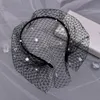 Vintage French Net Veil with Crystals Handmade Black White Birdcage Headband Bachelorette Russian Bandeau Bridal Face Veils Headpiece Party Hair Accessories