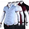 Camisa de vestido de vestido de manga curta nova roupa macho sólida camisetas de negócios slim fit