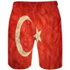 Erkek Şort Türkiye Ülke Bayrağı Vintage Erkekler Yaz Gevşek Nefes Alabilir Sıradan Plaj Pantolonları