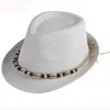 Wide Brim Hats HT3195 Straw Beach Hat Men Women Beads Band Summer Sun Vintage Male Female Cap Unisex Trilby Fedora Jazz Panama Eger22