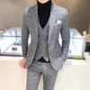 Kostymer för män Blazers Herr Klänning Byxor Väst 3-delat set / Man Bröllop 2022 Höst Business Formell Pläd kostym Lyxig Slim Fit Coat Byxor