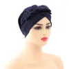 Beanie/skalle kepsar kvinnors hattar vår sommar beanie hatt muslim stretch turban cap håravfall huvudbonader hijib stor blomma oliv22