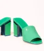 2021 sandales à talons hauts en cuir de veau verni avec boîte pantoufles de designer de luxe mode unique couleurs claires pantoufle d'été grande taille 35-42