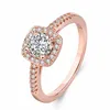 Ailmay éblouissant scintillant bagues de fiançailles authentique clair Zircon anneaux Fine femme mode bijoux bague en argent