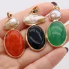 Pendant Necklaces Natural Stone Mother Of Pearl Shell Agates Charms For Jewelry Making DIY Necklace Accessories Gift Size 20x45mmP222L