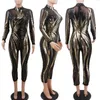 Schwarze Pailletten -Jumpsuit Frauen Overall Langarm Sheer Mesh Glitter Party Club Jumpsuit Bodycon Sexy Rompers Damen Jumpsuits 220714