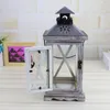 Candle Holders European Style Wooden Wrought Iron Holder Retro Glass Home Bedroom Lamp Wind H7C3