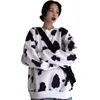 Women's Hoodies & Sweatshirts Cute Cow Hoodie Casual Round Neck Pullover Autumn Winter Plus Velvet Thickening Women Sweetshirts Printing Ove