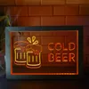Party Decoratie Cold Beer Bar Pub Club Open LED NEON SPOOCT PO frame Creatieve tafellamp Bedroom Bureau Wood 3d Night Light