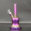 8,9 pollici Viola Vetro spesso metallico Bong Tabacco da fumo Pipa ad acqua Narghilè Becher Bubbler Tubi di fumo Bong Bottiglie Dab Rig