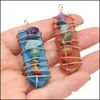 Charms Risultati dei gioielli Componenti Wrap Natural Stone 7 Chakra Arrowhead Shape Pendum Pendant Lots Quartz Healing R Dhch0