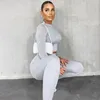 Women's Tracksuits Hot Selling Long Sleeve Yoga Suit Seamless Knitted Autumn and Winter professional running Fitness Suit Pullover Crew Neck Women Tracksuit