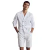 Garnitury męskie Blazers Summer biznesu mężczyzn dostosowany 2-częściowy czas wolny stały kolor podwójnie piersi krótkie spodnie