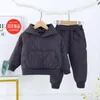 Ensembles de vêtements 2-9 ans unisexe enfants hiver veste à capuche manteau coton pantalon rembourré Todder bébé fille garçons vêtements tenues vêtements