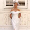 Suknie ślubne białe / z kości słoniowej Sexy Off Shoulder Sweep Sukienka Bridal Sukienka Wysoka Split Satyna Syrenka Suknie Ślubne Plus Size Vestidos de Noiva