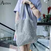 Borsa a tracolla da donna in maglia patchwork cava grande capacità moda femminile estate spiaggia shopping bag borse firmate tote G220531