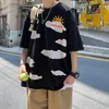 سحابة مضحكة طباعة الرجال t-shirt harajuku بالإضافة إلى حجم الصيف فضفاضة الملابس البسيطة البسيطة على الطراز غير الرسمي زوجين أقصى أقصى درجات 220713