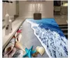 Custom photo flooring wallpaper 3d Wall Stickers Modern mediterranean beach sand seashells 3D stereoscopic floor painting walls papers home decoration