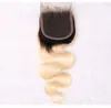 4x4 ombre 613 peruvian body wave hair with closure three tone color free middle part