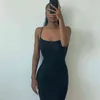 Inwoman Spring Fall Cami Black Maxi Dress Backless Sexy Club Stroje dla kobiet 2022 Rękawów Długi Bodycon Różowy Party Dress Y220401