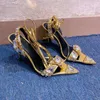 Sandali con tacco alto per donna Designer di lusso Highend fibbia trapano cristallo Scarpe con decorazione strass Sandali romani in pelle di alta qualità con tacco 10,5 cm