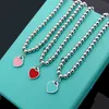 Drop Love Heart Cool Collece Luxury Womens Double Heart Round Beads Jewelry Yearmary Годаляя рождественский подарок