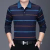 Men's Polos Fashion Men Shirt Long Sleeve Button Collar Spring And Autumn Tshirt Striped Slim Fit Clothing Korean B29Men's Men'sMen's
