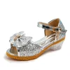 Summer Children Girls Crystal Sandals Kids Princess Glitter Leahter Shoes 220527