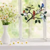 Dekorativa föremål Figurer Multikolorfåglar på grenar färgade Suncatcher Creative Glass Window Hangings Panel Hemdekoration Tillbehör