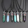 Fashion Silver Crown Natural Stone Pillar Point Pendant Rose Quartz Crystal Necklace Shape Making Charms Jewelry Accessories