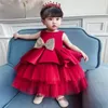 Nouveaux enfants filles robes bébé princesse robe de bal enfant en bas âge filles fête d'anniversaire robe de baptême enfants Sequin Bow robe