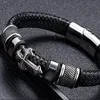 Leather Woven Cross Men's Bracelet Stainless Steel Button Mens Hip Hop Bracelets Wristband Bangle Cuff Fashion Jewelry Gift