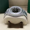 Full Diamond Watch Siyah Başkan 128238 43mm 18K Beyaz Altın Erkekler Otomatik Kutu