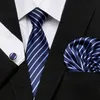 Mens Tie Skinny Blue Palid Silk Classic Jacquard Woven Extra Long Hanky Cufflink Set For Men Formal Wedding Party