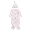 Recém -nascido Baby Sleping Saco com chapéu 2 PCs Estrela Moon Unicorn Rainbow Butterfly Print Swaddle Wrap Knot Costo de desenho animado Sacos de sono