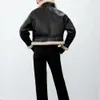 2022女性毛皮の冬のファッションフリース模倣レザージャケットコートビンテージ長袖女性アウターウェアシックトップス