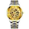 Luxury herenontwerper kijkt naar gouden reli￫f Golden Dragon Non Mechanical Business Alloy Diamond Kalender Quartz Herenhorloge