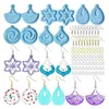 Ensemble de moules à bijoux en résine, lustre suspendu, 5 paires de boucles d'oreilles en Silicone avec crochet d'oreille, bouchons d'oreilles, fleur, goutte de cristal, colle