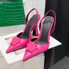 Damesmode Lente Zomer Hoge Blokhak Slingback Pomp Schoenen Dames Luxe Designer Elegante Puntschoen Slip Op Sandaal 220509