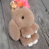 Sevimli Doğal Tavşan Kürk Pom Bunny Anahtarlık Kadın Kabarık Tavşan Anahtarlık Çanta Araba Biblo Takı Düğün Parti Oyuncak Hediye AA220318
