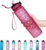 Garrafa de água ao ar livre de 1000 ml com garrafas esportivas de palha para camping garrafa de bebida bpa grátis canecas de plástico portáteis coloridas por atacado