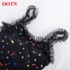 Ootn Black Sexy Sexy Sexy Short Plares Spring Sequin Polka Dot High Press Ruffles raffles rap Женщины платье 220521