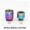 Stainless Steel SS Rainbow Color 810 510 Drip Tips for Thread Wide Bore Mouthpiece TFV8 TFV12 Prince Tank TFV8 BABY Atomizer