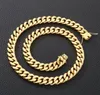 14k Guldpläterad herrhalsband 60 cm Grand Cuban Chain Four -Sided Sliping Men's 13mm