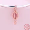 925 Sterling Srebrny Dangle Charm Nowa różowa seria Serce Flower Dreamcatcher Love Wiselant Koraliki Koraliki Fit Pandora Charms Bransoletka DIY Akcesoria biżuterii