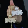 Iced out sac d'argent pendentif pavé plein cz pierre hip hop chaîne cubaine collier plaqué or argent pour femmes hommes bijoux de haute qualité en gros