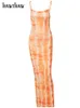 ホーホー女性サマーパーティーのノースリーブスリムプリントボディコンビーチロングドレスレミス服ストリートウェア卸売アイテム220630