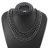 Wholesale Black 13mm Iced Out Cubic Zircon Diamond CZ Cuban Link Chain Miami Cuba Necklace Bracelet Hip Hop Jewelry For Men